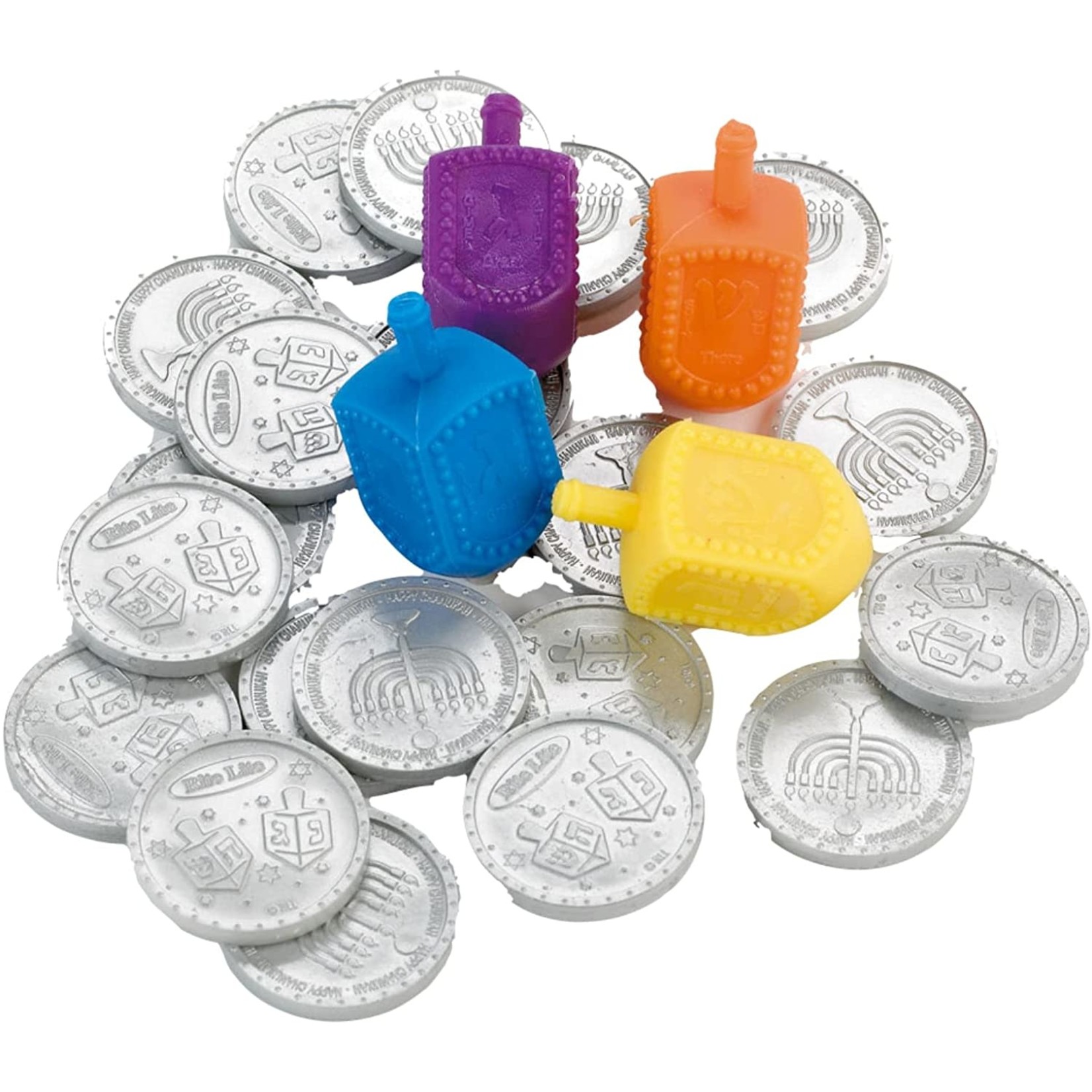 Channkuah Dreidel Game Set for Hannkuah, Muti-Colored Dreidels