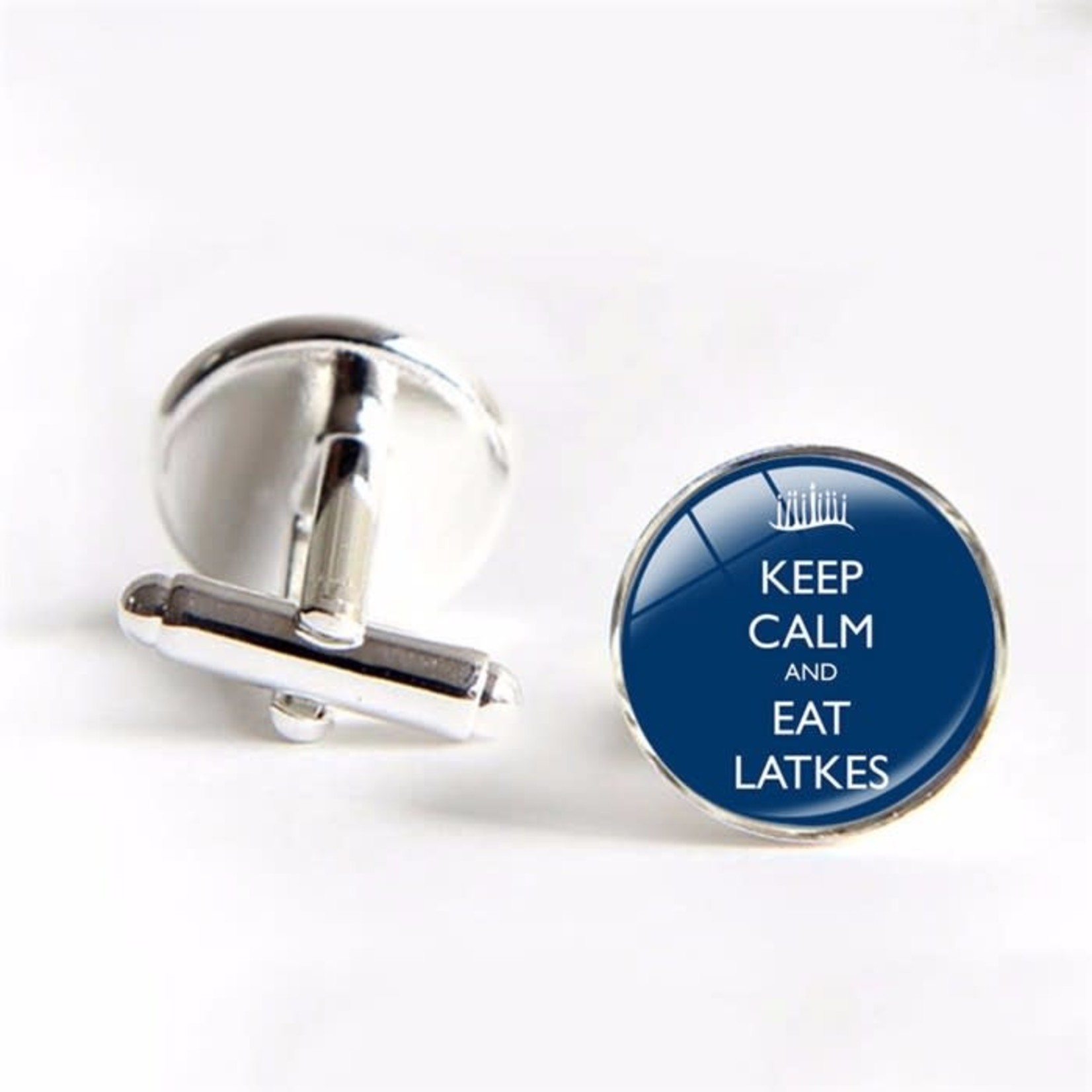 Keep Calm and Eat Latkes Cufflinks gift for the holiday season