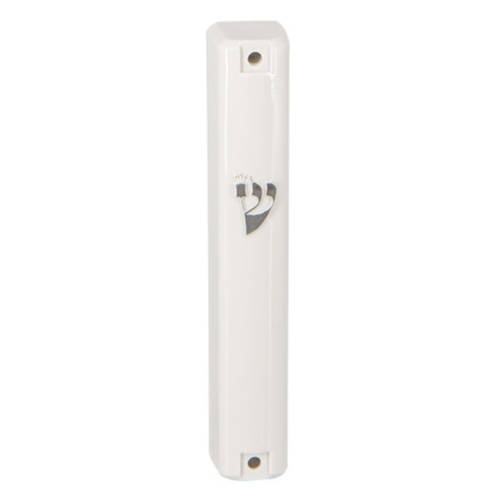 White plastic mezuzah 10cm