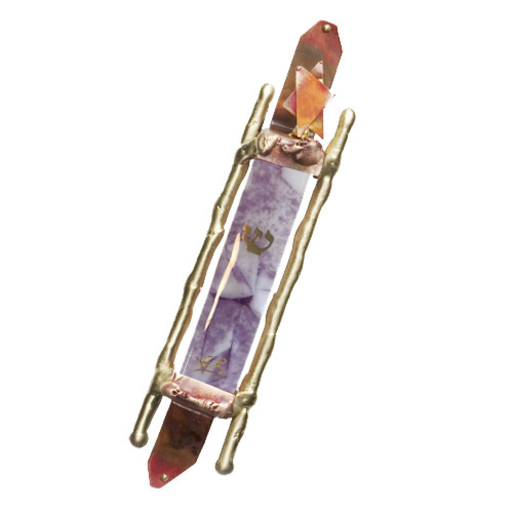 Mezuzah, Mixed Metal with Fused Glass