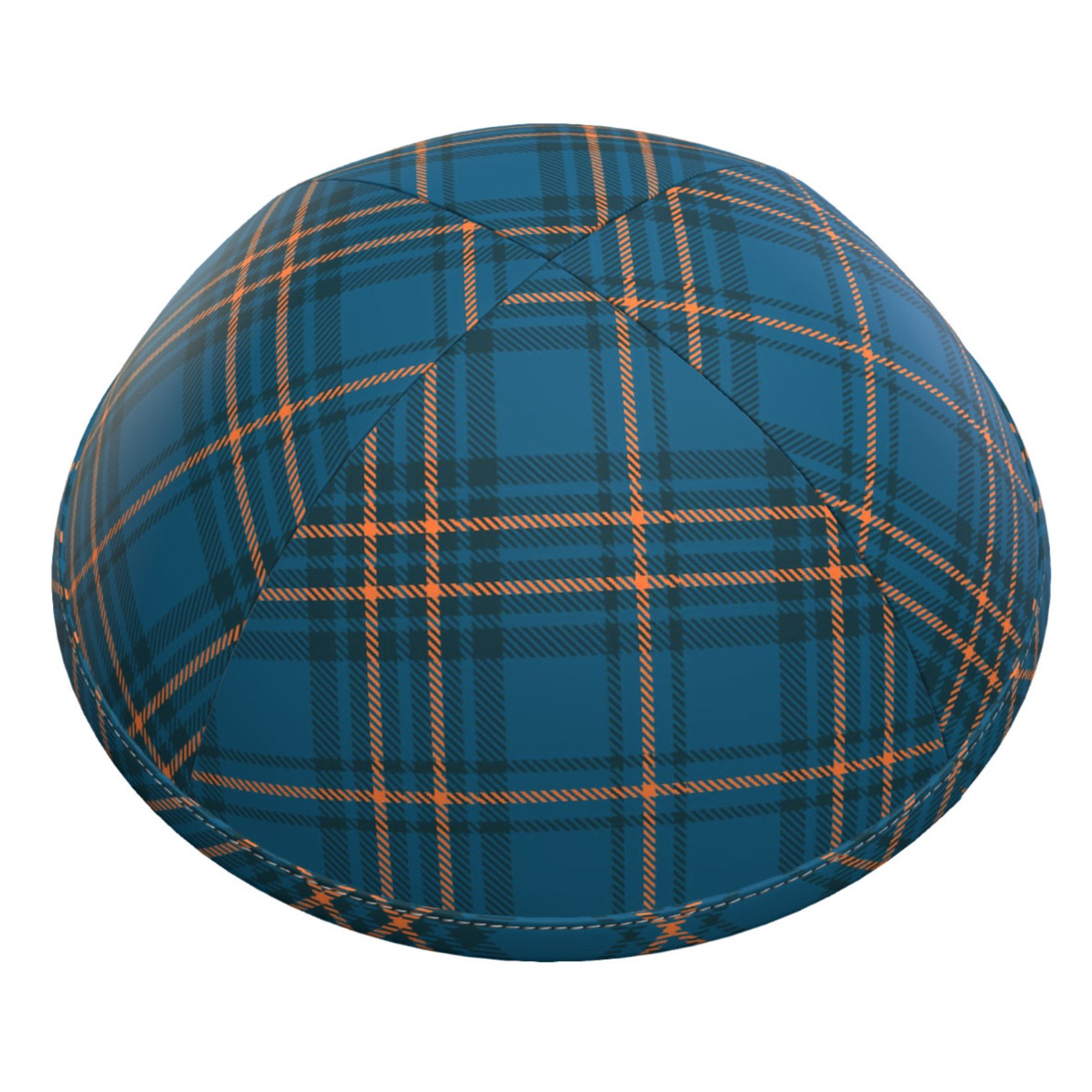 Kippah - Teal and Orange Plaid