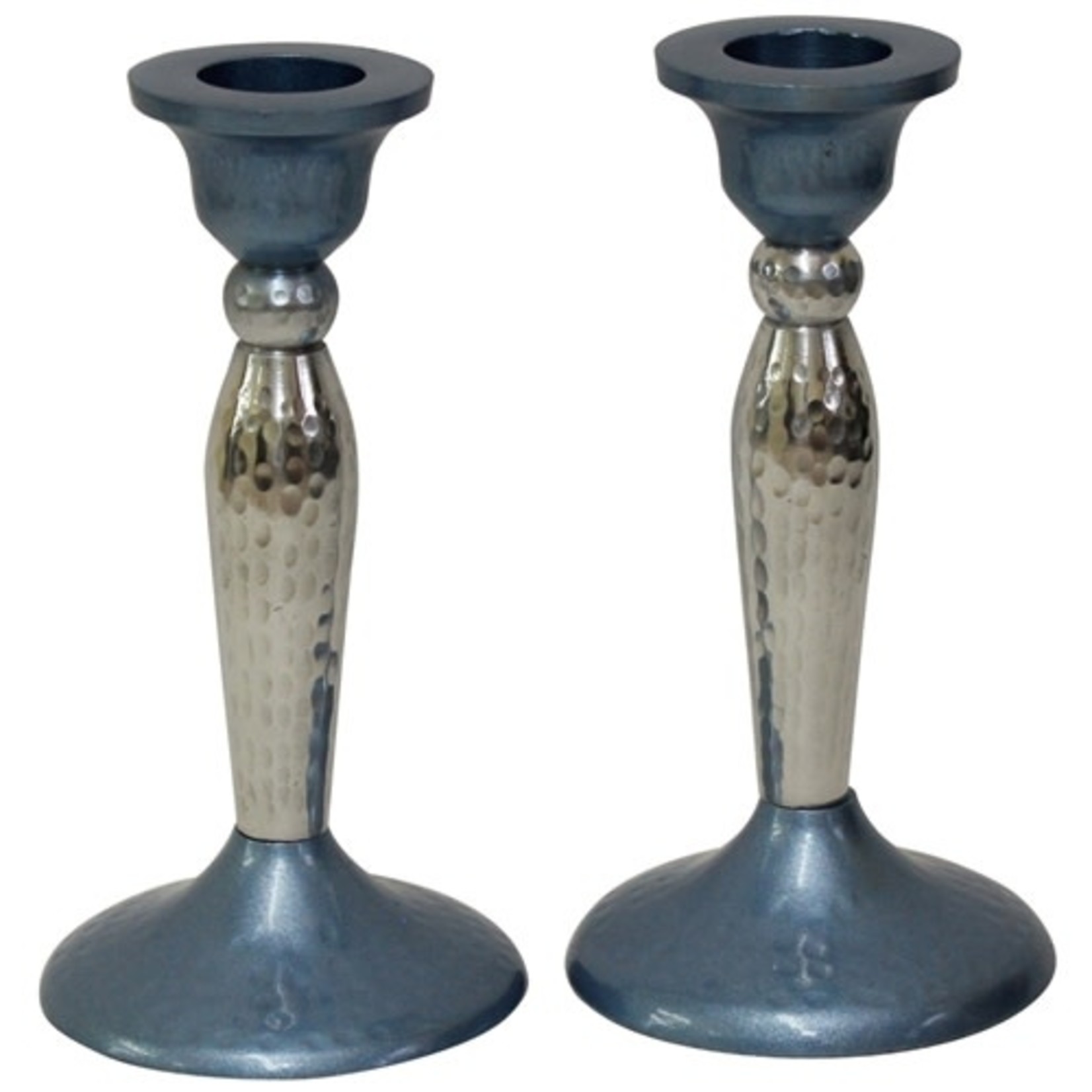 Hammered Candlesticks Set, Blue