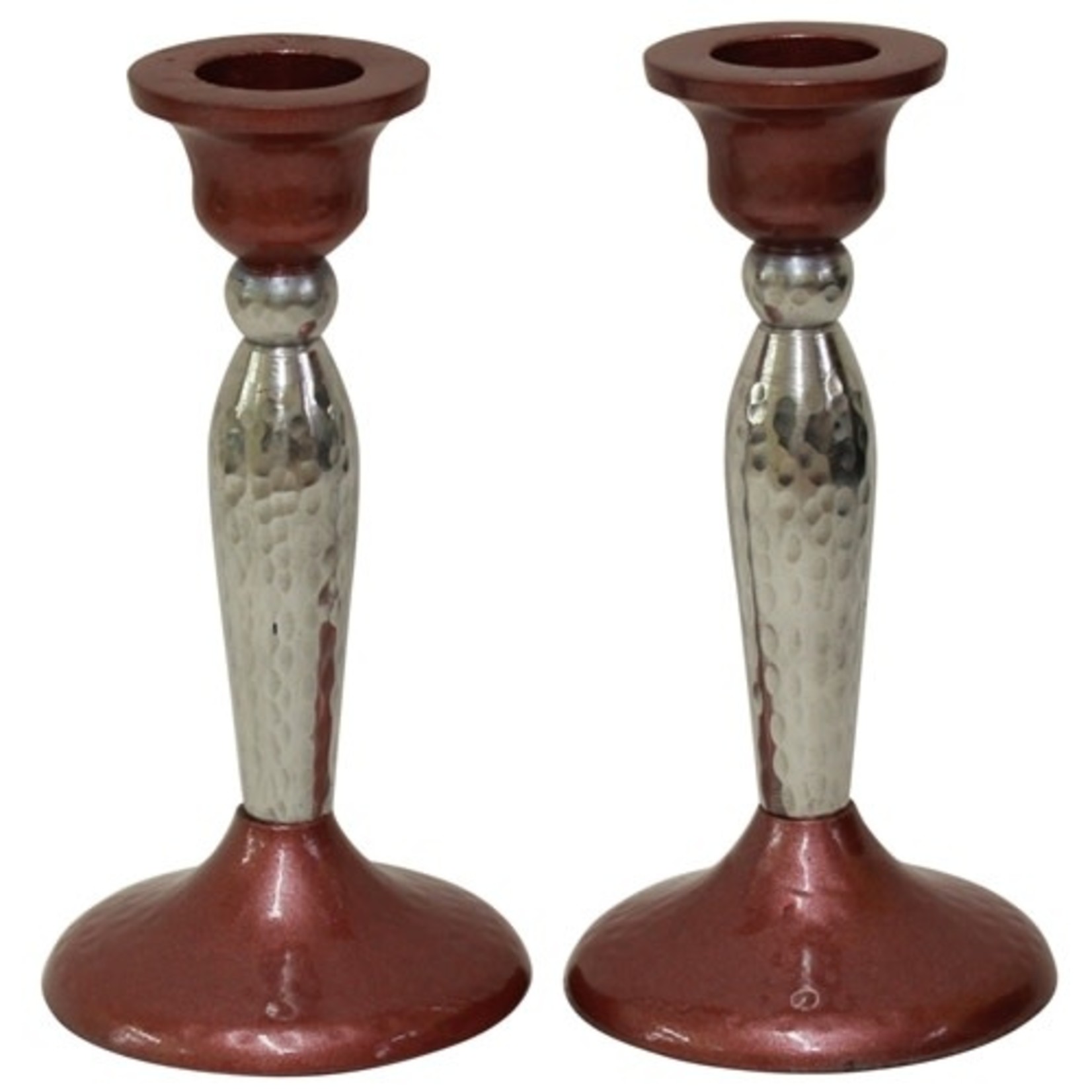 Hammered Candlesticks Set, Pink