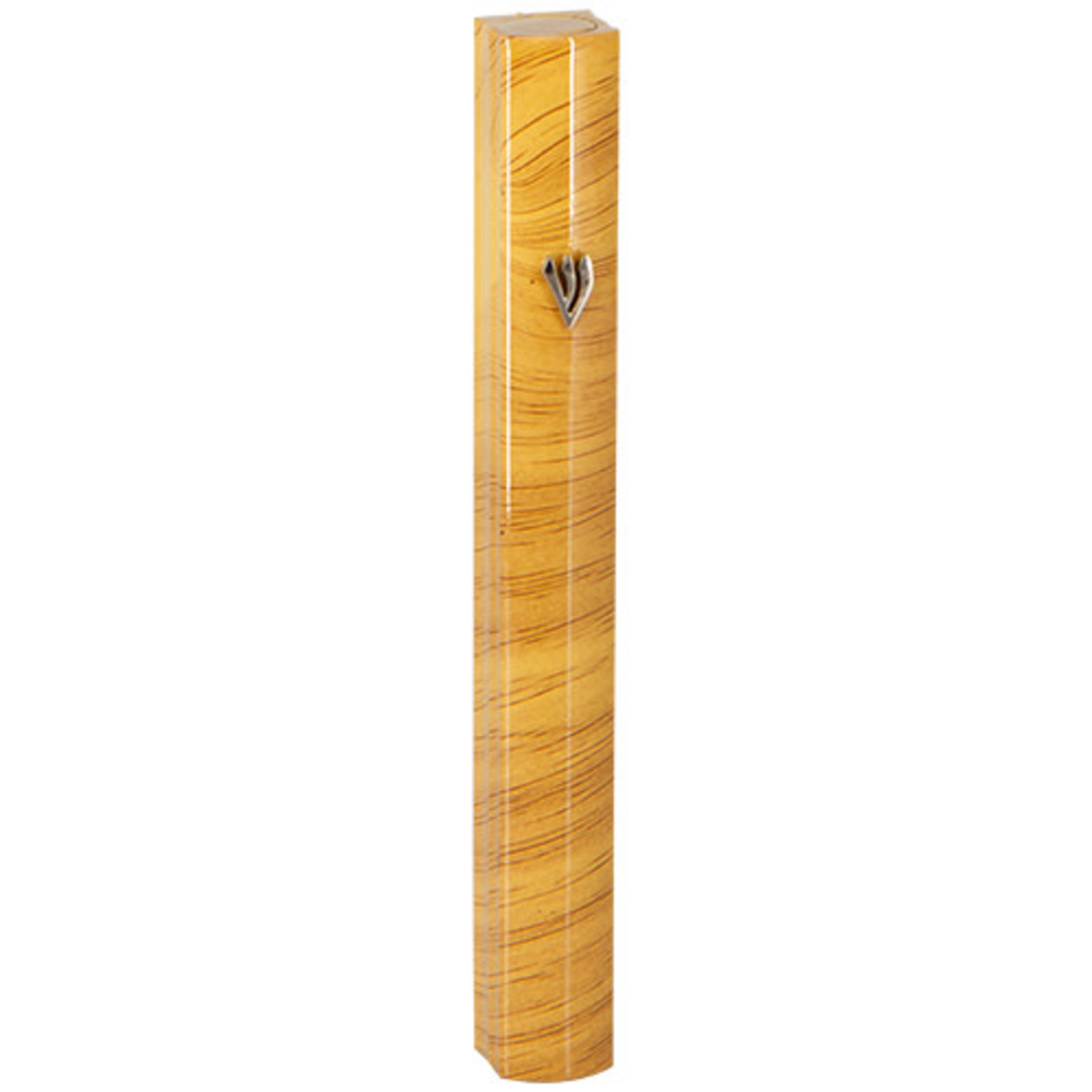 Wood design Aluminum Mezuzah, 10cm