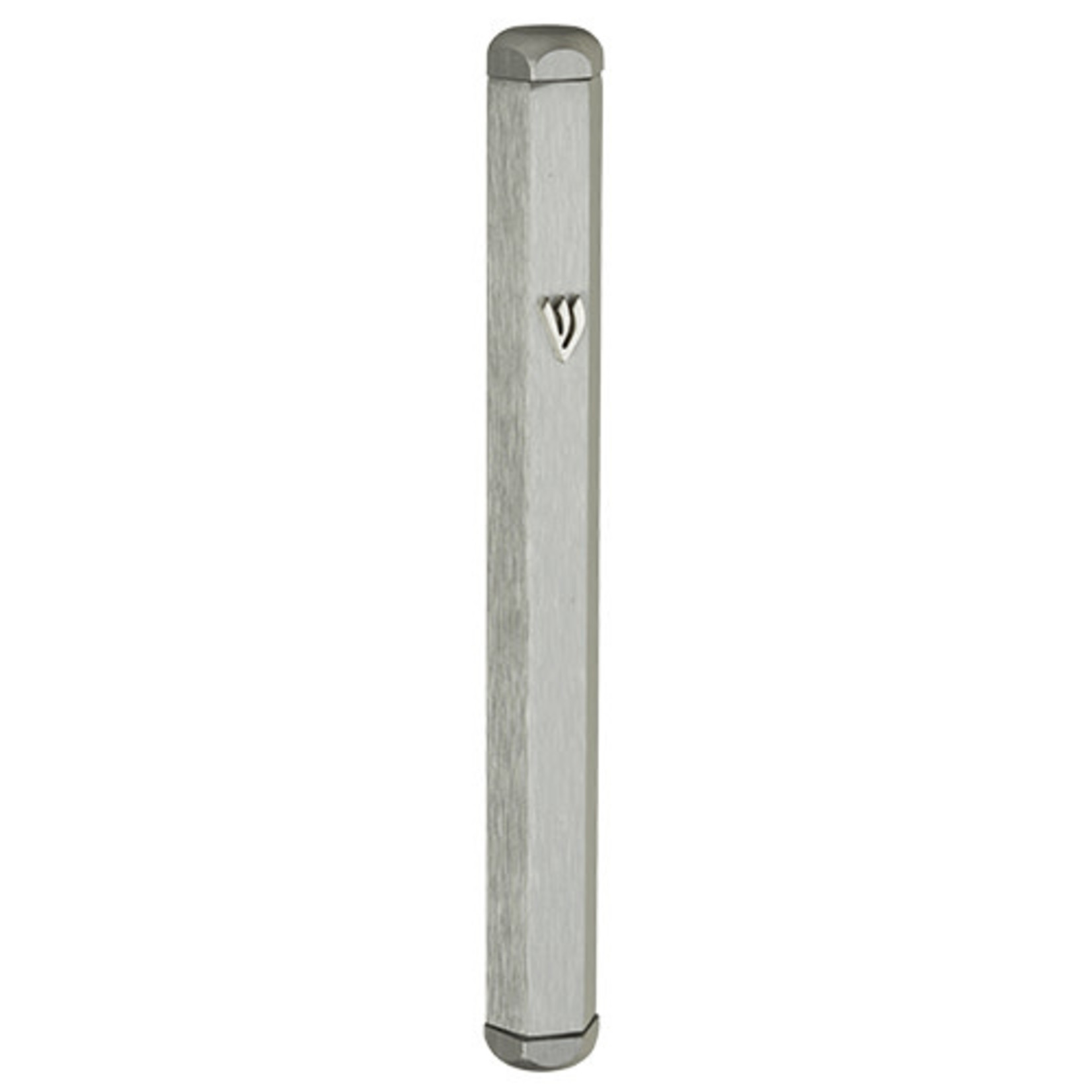 Aluminum Mezuzah, 10cm- Silver hexagon