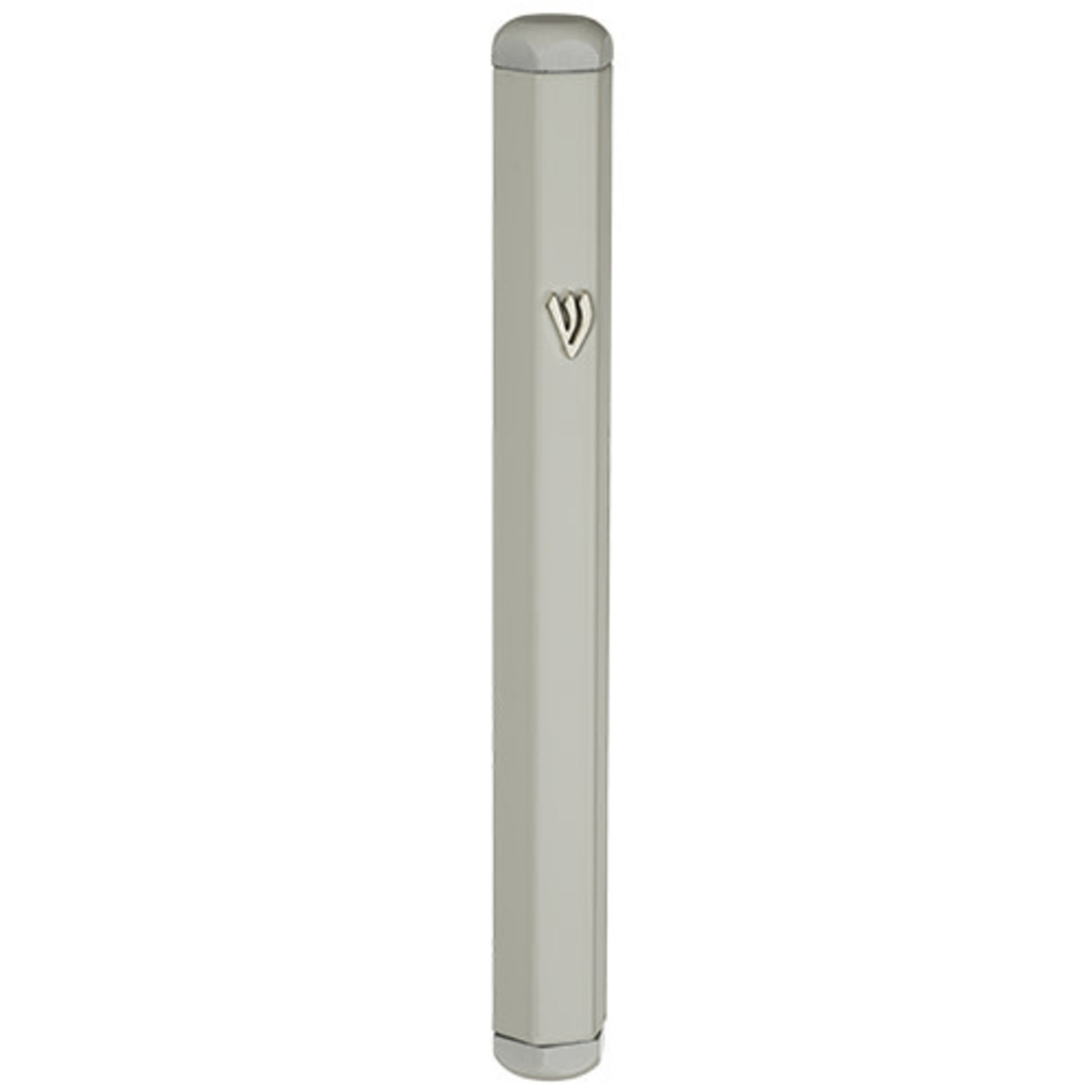 Aluminum Mezuzah, 10cm- White Hexagon