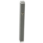 Aluminum Mezuzah Case, 12cm Grey with Stoppers