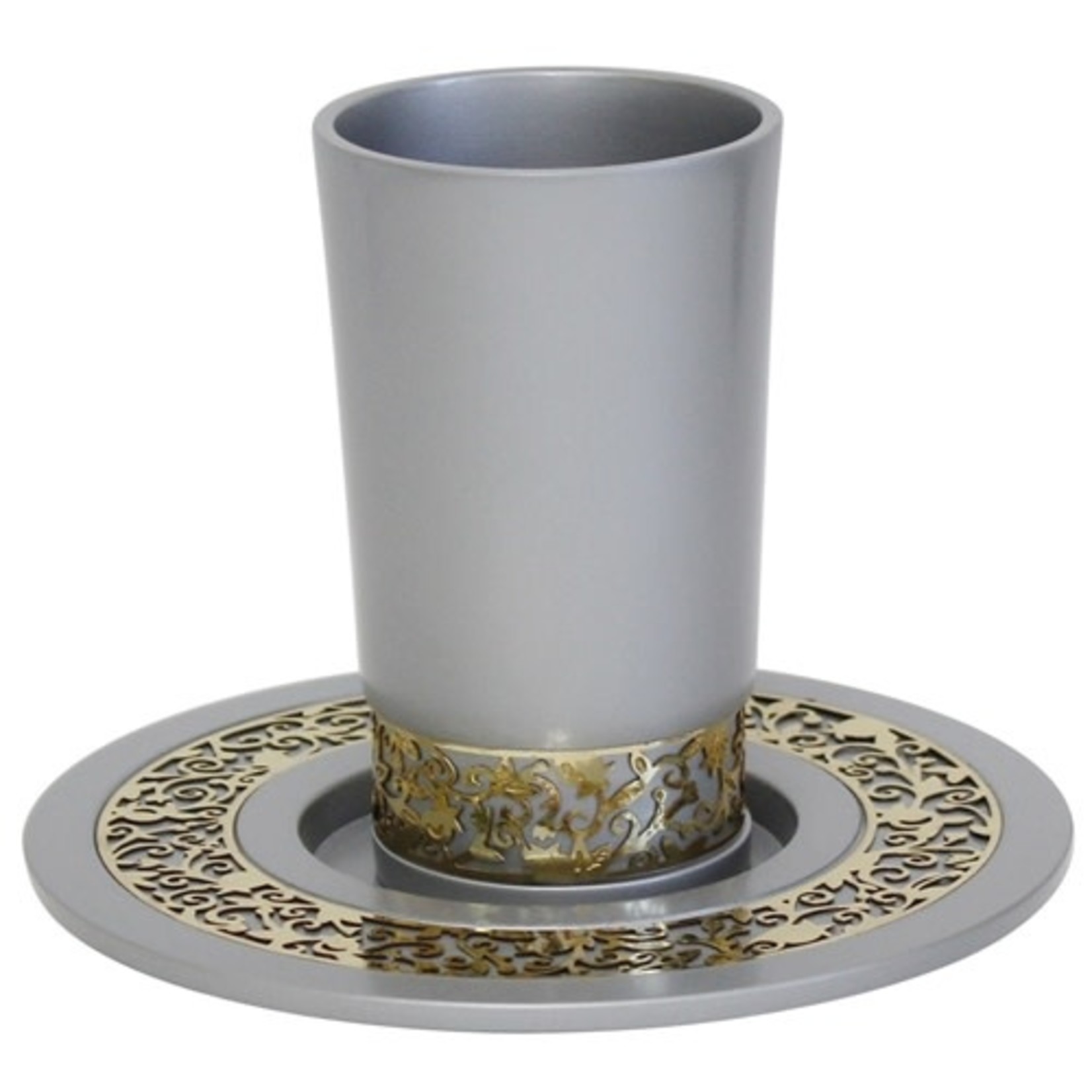 Kiddush Cup with Tray, Laser-Cut Trim