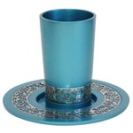 Kiddush Cup with Tray, Laser-Cut Trim