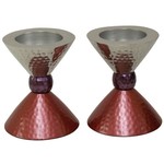 Hammered Tea Light Candlesticks, Pink Tones