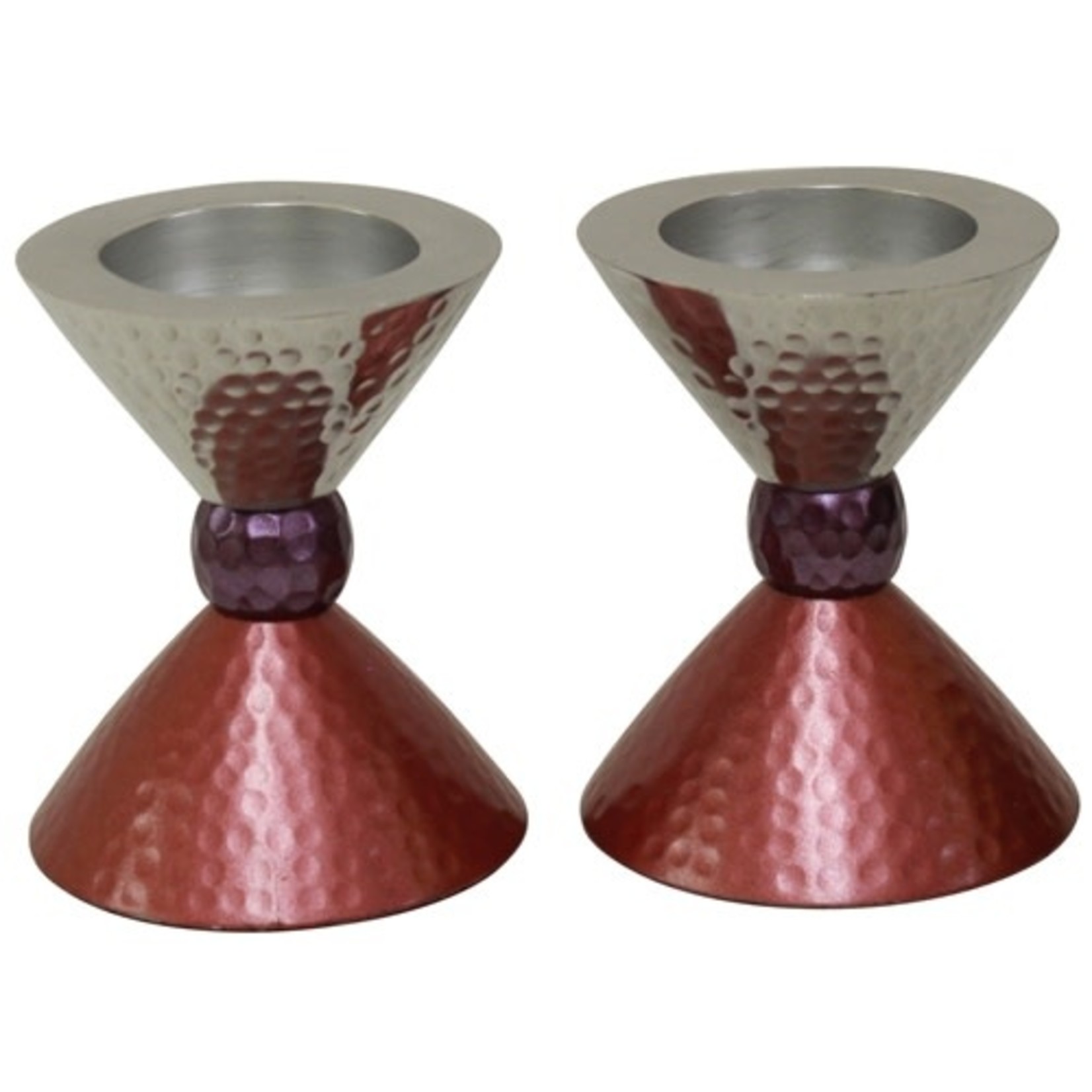 Hammered Tea Light Candlesticks, Pink Tones