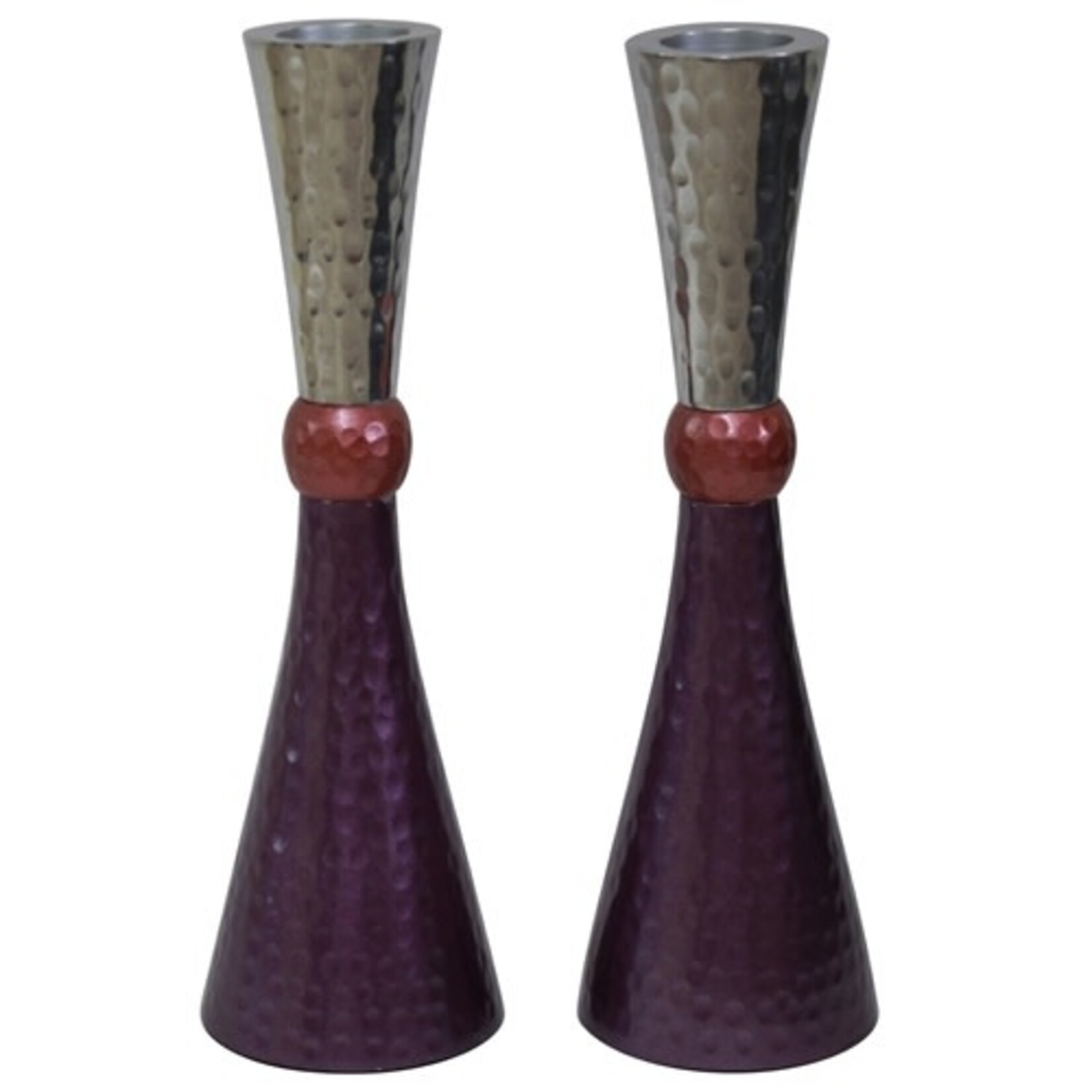 Hammered Candlesticks, Purple Tones