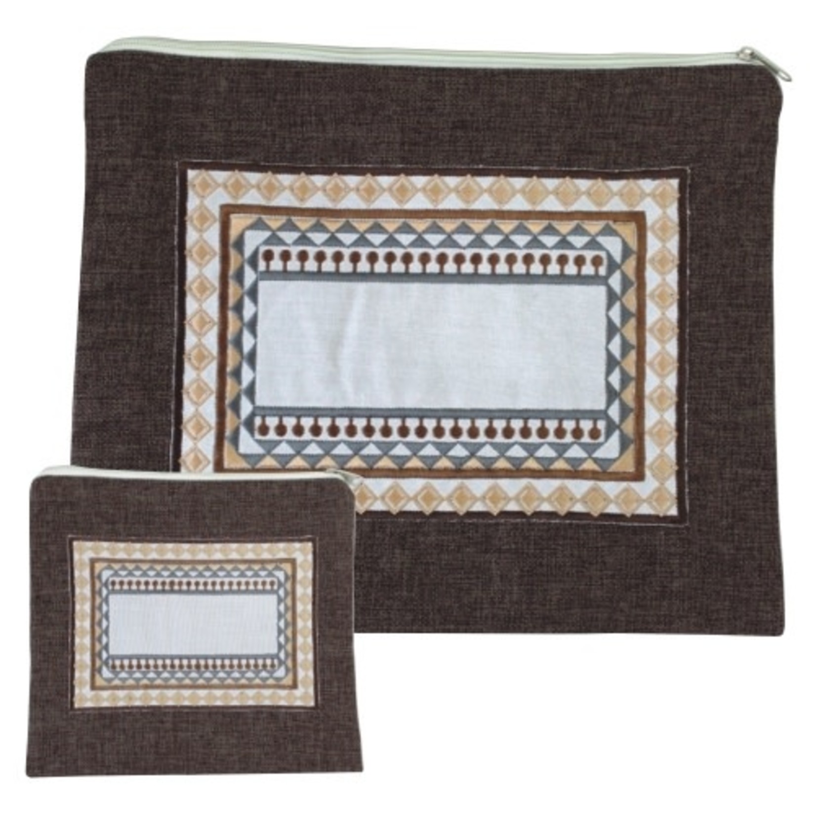 Linen Tallit and Tefillin Bag Set, Brown