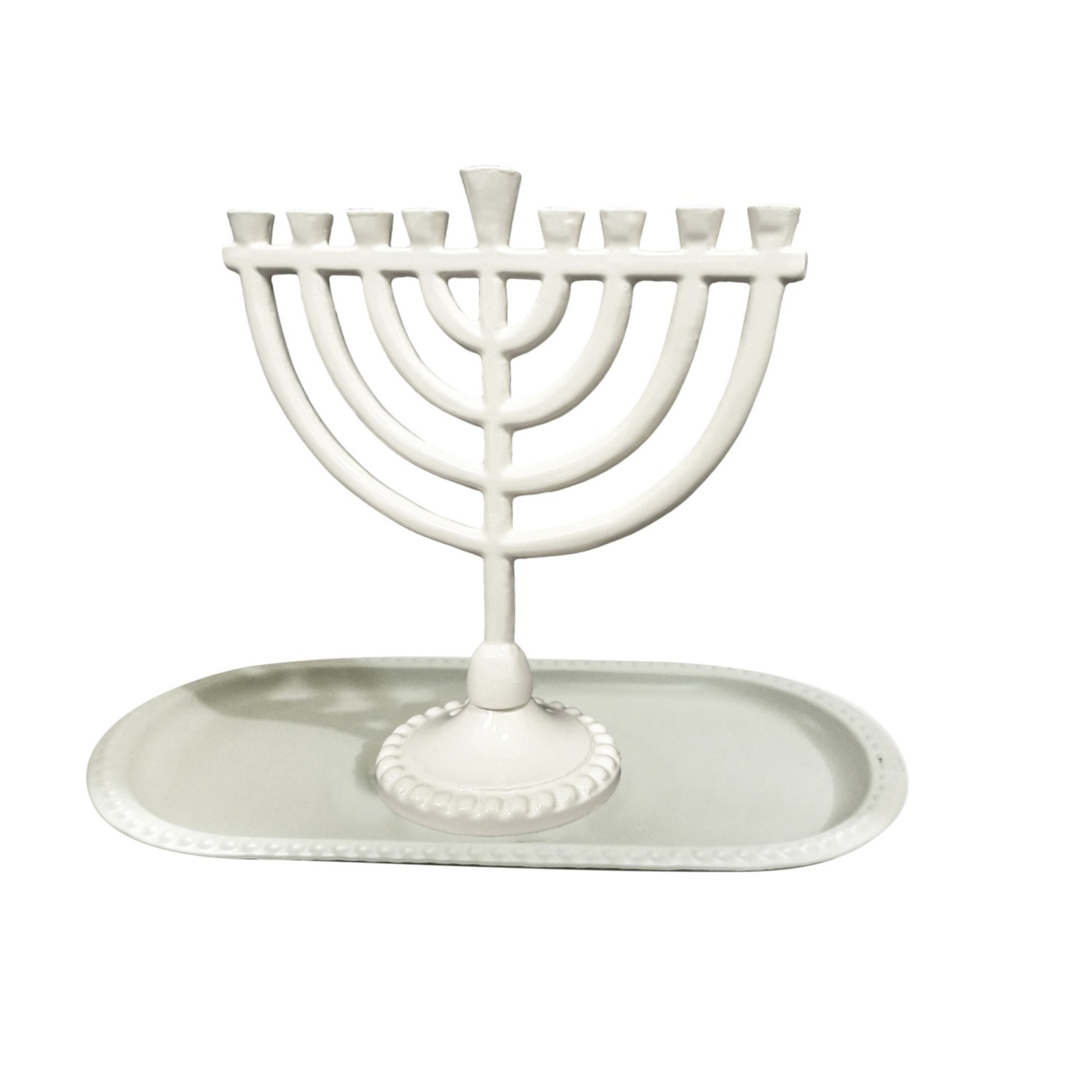 Menorah and Tray Set, Aluminum