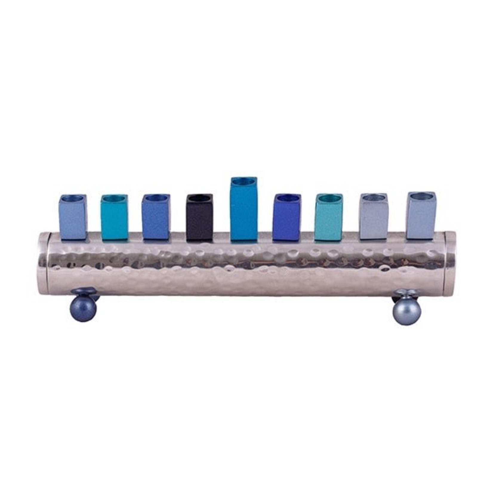 Hammered Aluminum Menorah (blue)