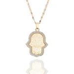 Hamsa Necklace with Crystals, Filigree