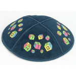 Children's Suede Kippah, Alef Bet Blocks