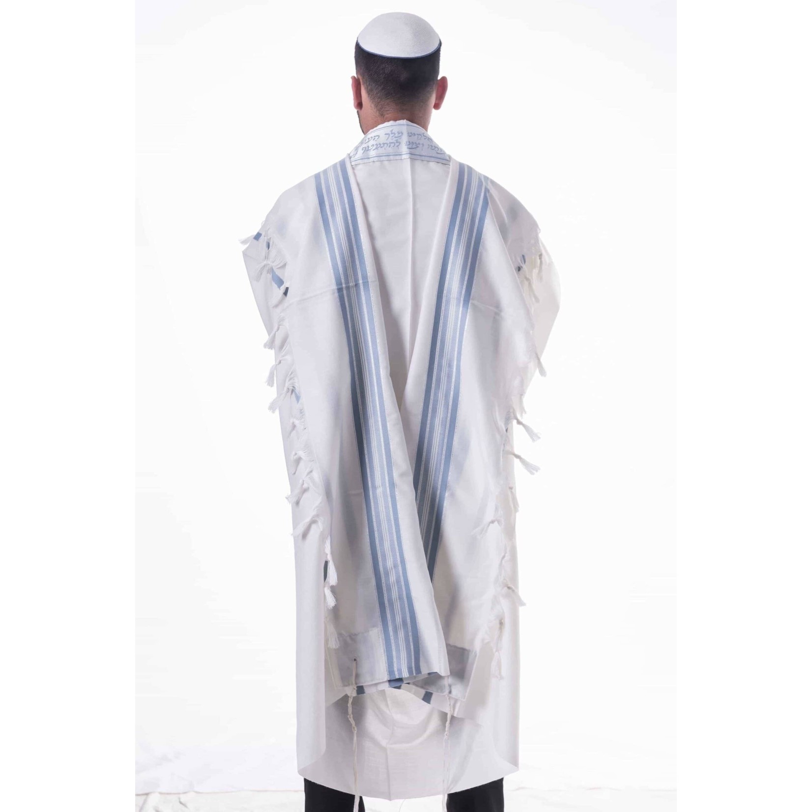 Tallit, Size 70, Light Blue with Silver