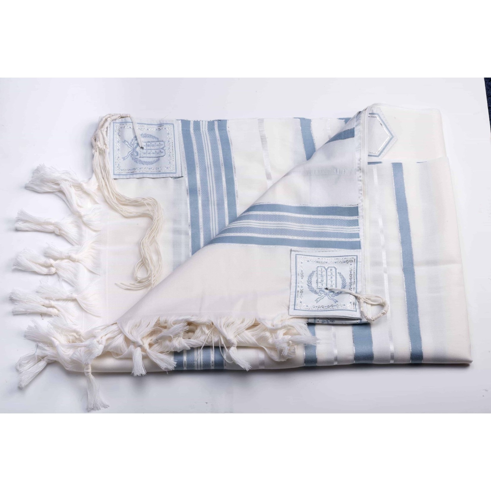 Tallit, Size 70  - Light Blue with Silver