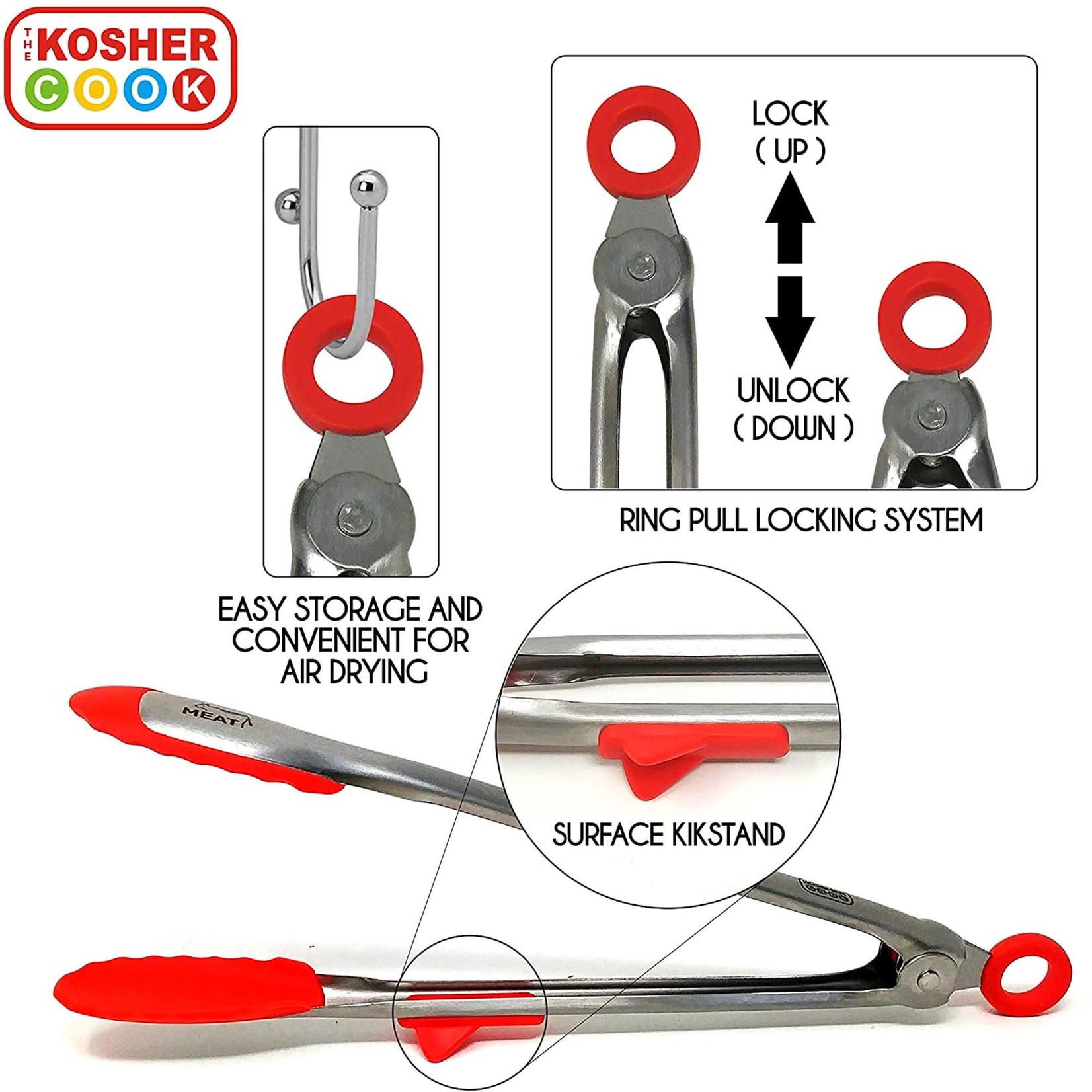 Colour-Coded Kitchen Tongs - Meat