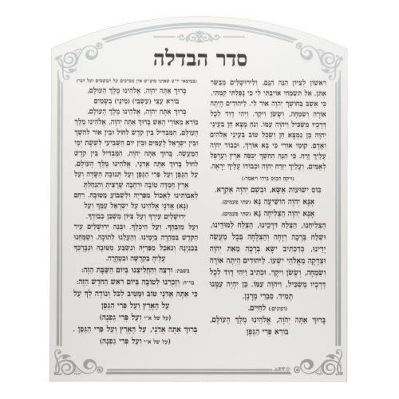 Lucite Havdallah Blessing, Ashkenazi