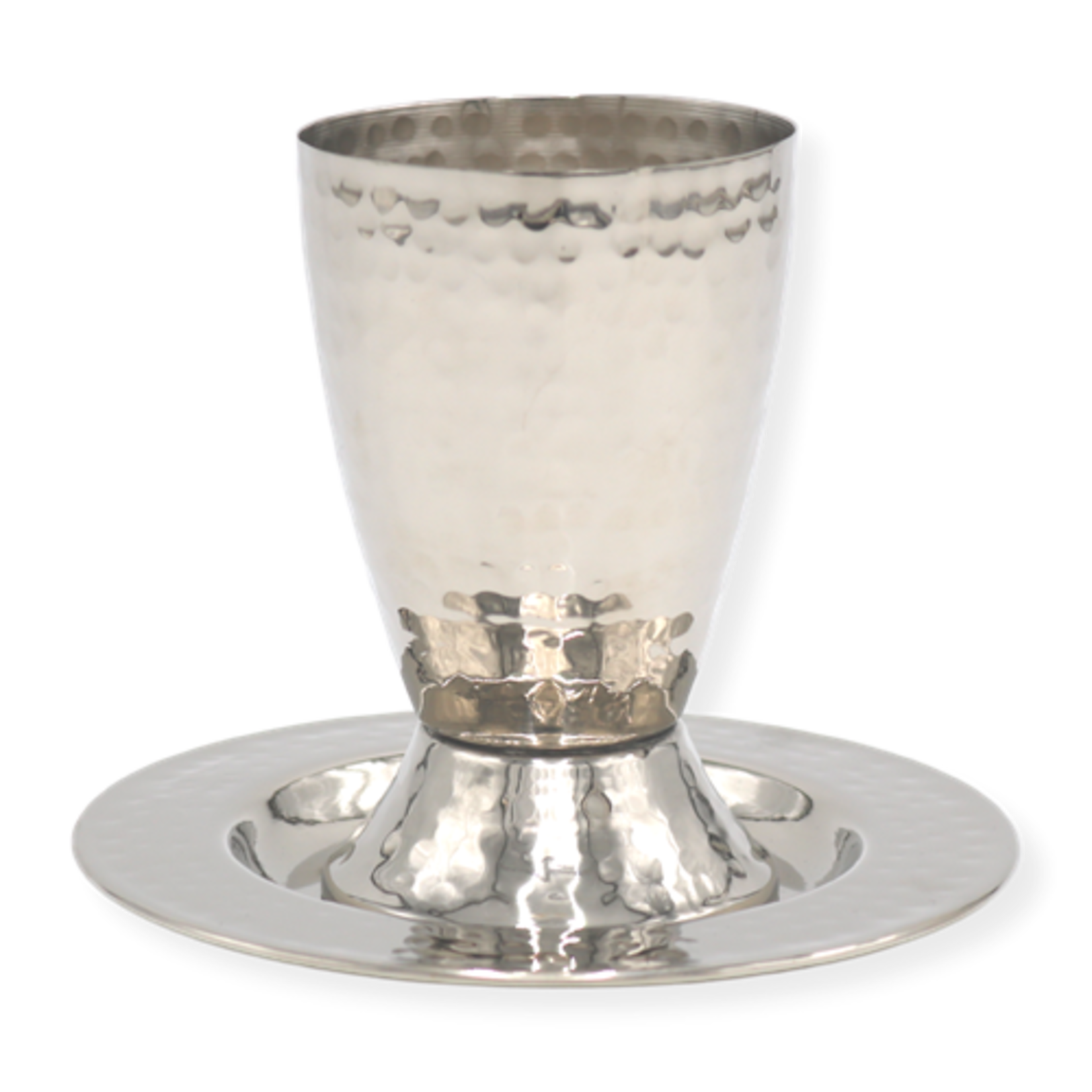 Stainless Steel Kiddush Cup Set, Hammered