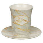 Kiddush Cup with Tray, Ceramic