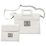 White Leatherette Tallit & Tefillin Bag Set with Handles/Straps