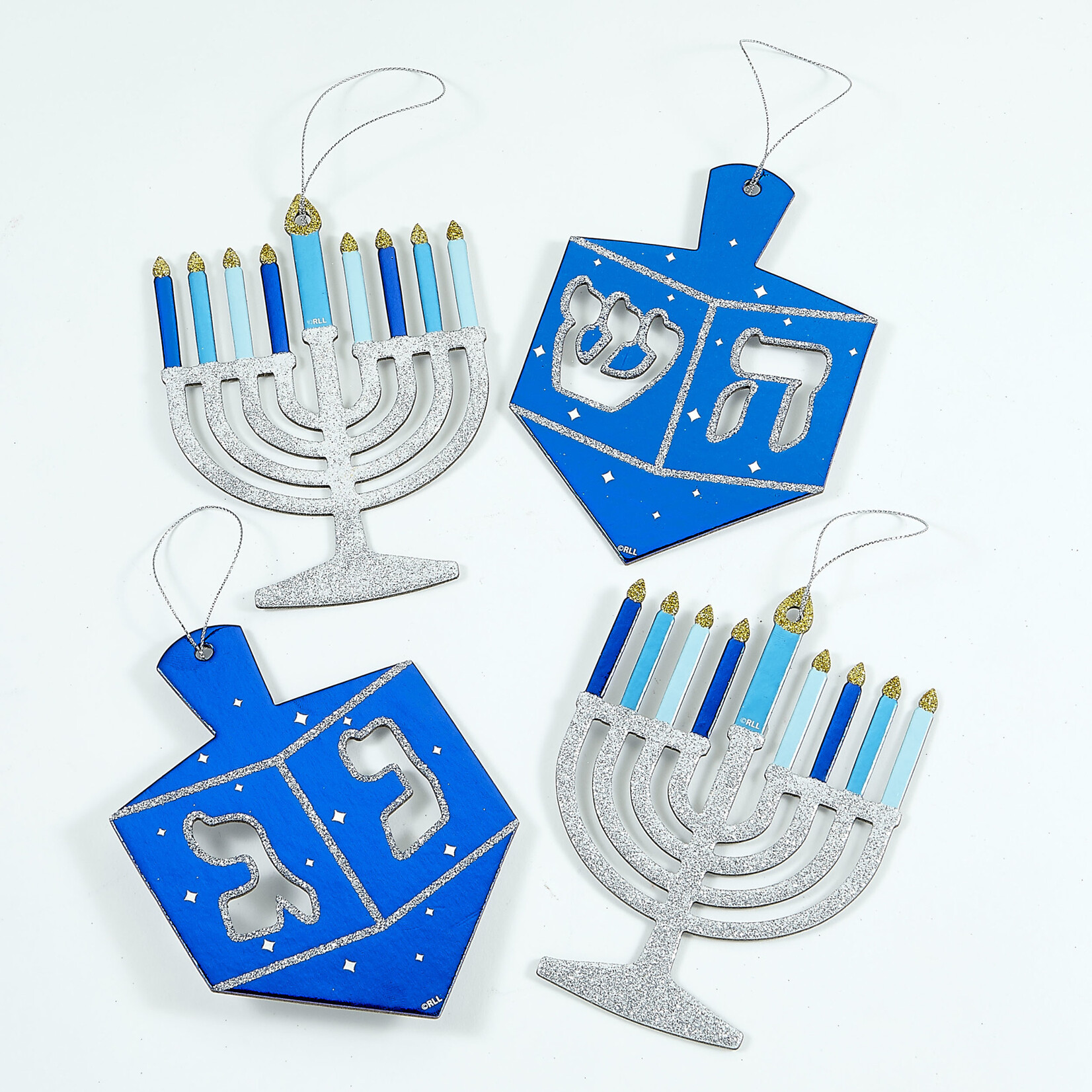 Chanukah Hanging Glitter and Foil Decorations, 4pcs