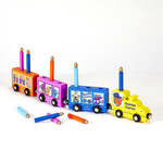 Wooden Train Play Menorah with Removable Candles