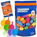 Plastic Dreidels, Assorted Colours - Bulk Pack of 100pcs