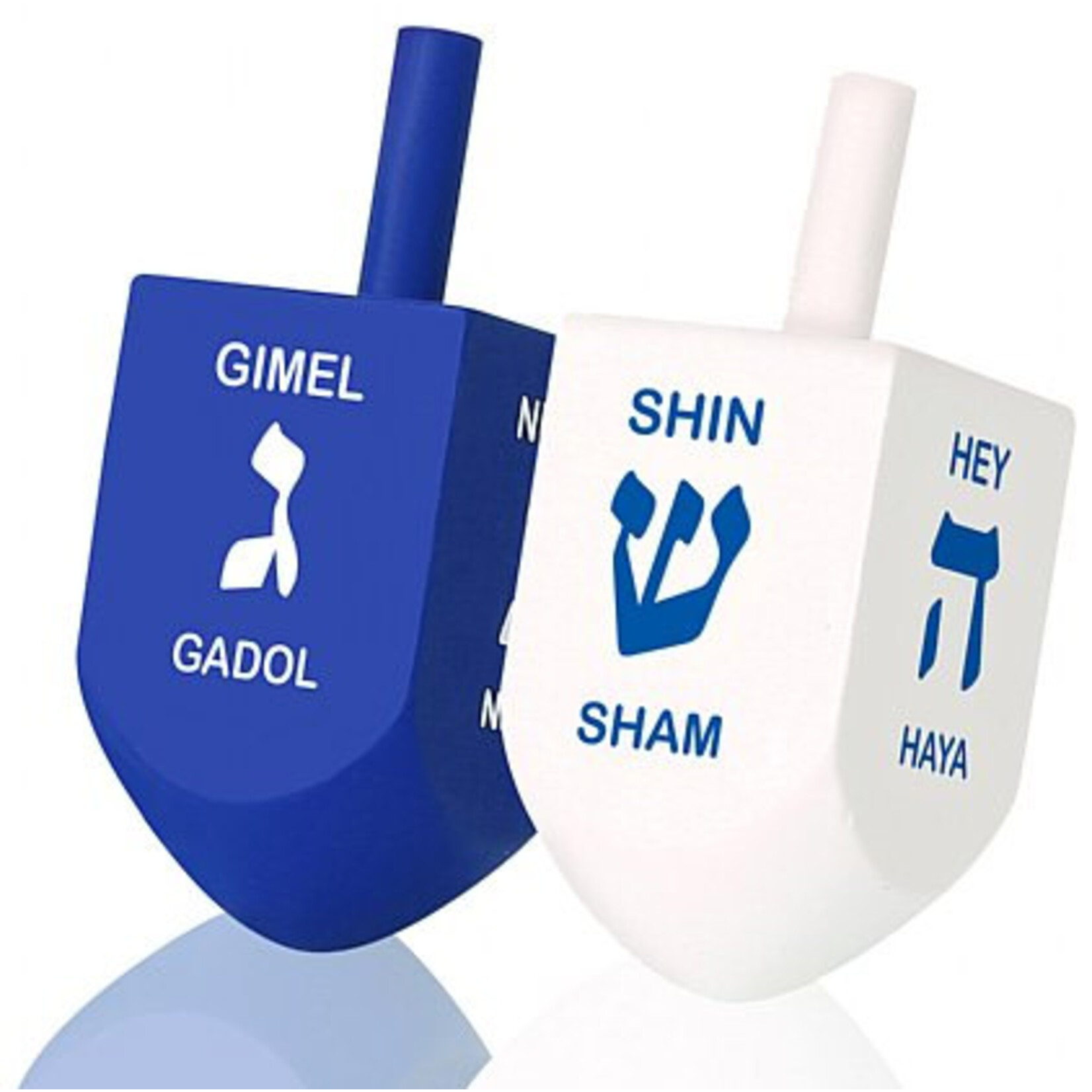 Medium Wooden Dreidels, Blue & White