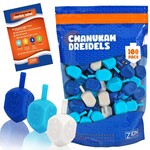 Medium Plastic Dreidels, Shades of Blue and White - Bulk Pack of 100pcs