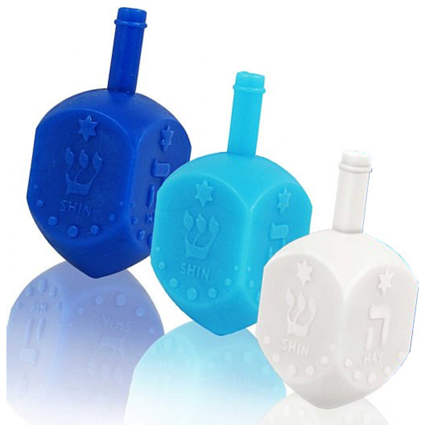 Medium Plastic Dreidels, Shades of Blue and White