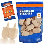 Large Blank Wood Dreidels - Bulk Pack of 25pcs