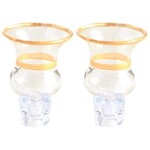 Glass Oil Cups with Gold Trim, 2pcs