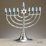LED Menorah with Clear Bulbs, Silver