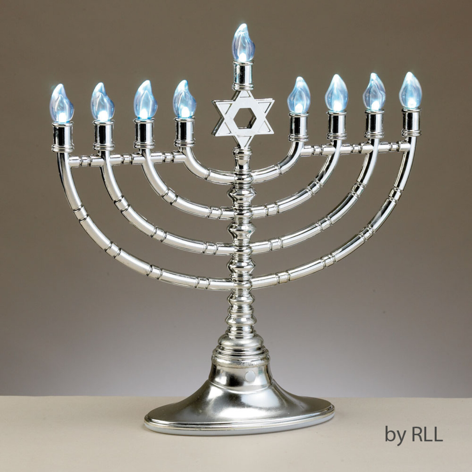 LED Menorah with Clear Bulbs, Silver