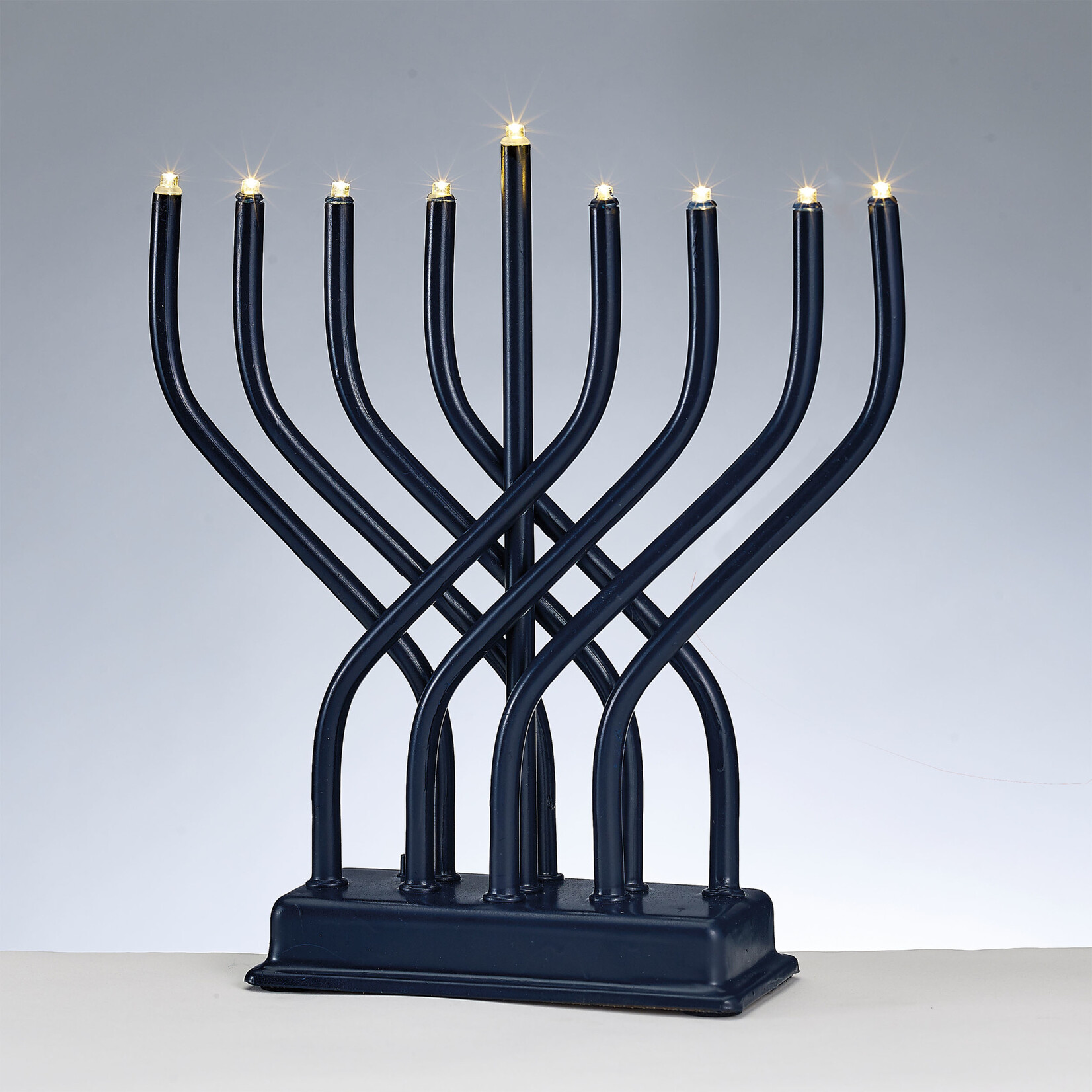 Metal Electric LED Menorah, Navy Blue