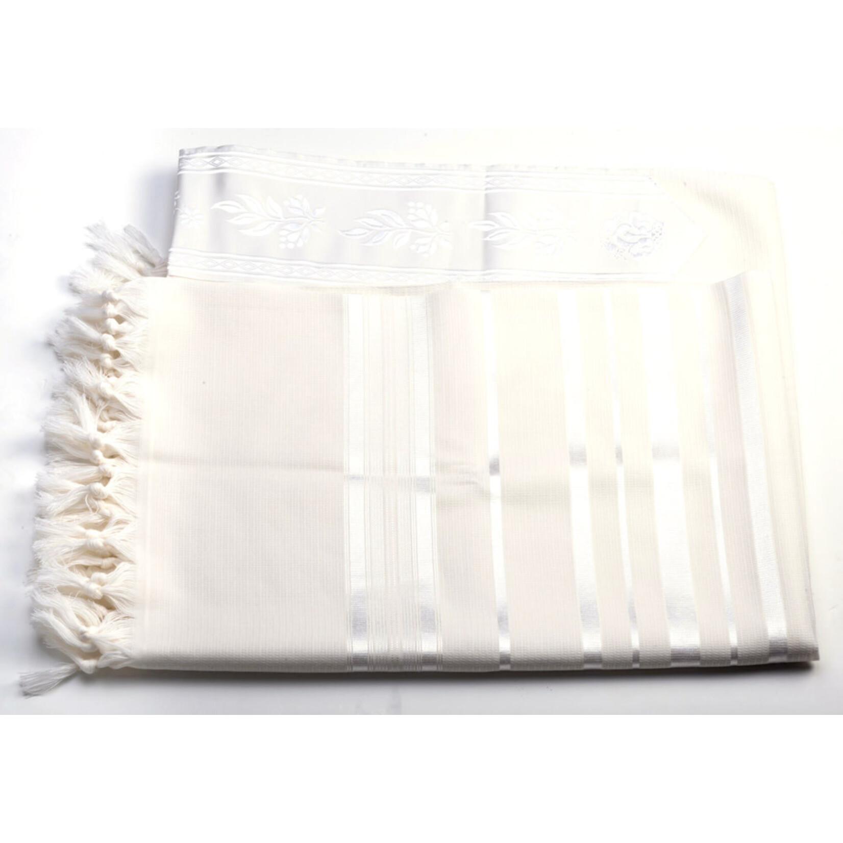 Kids' Tallit, Acrylic, 20'' x 63'', White and silver