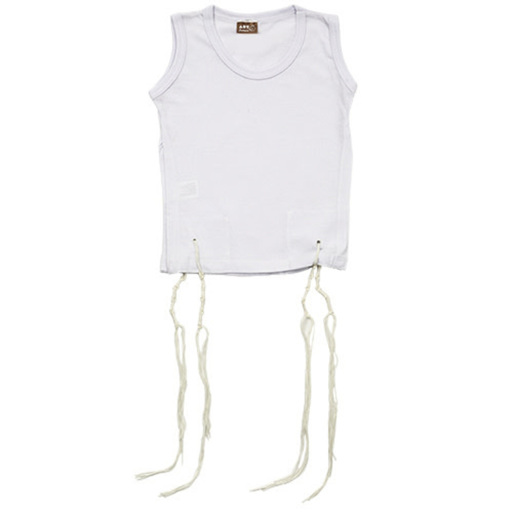 100% Cotton Undershirt-Style Arbah Kanfot (Tzitzit) with Ashkenazi Thin Gauge Machine Made Tzitzit Strings Kids Sizes