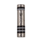 Hammered Aluminum Mezuzah Case, 10cm- Black and Silver Rings