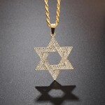 Magen David Necklace with Crystals, Gold
