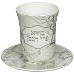 Ceramic Kiddush Cup with Tray, Marble Effect