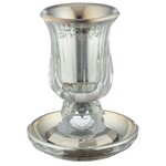 Crystal Kiddush Cup with Tray, Stemmed