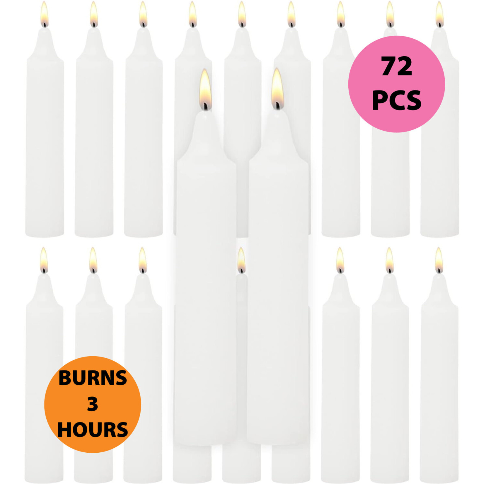 Shabbat & Yom Tov Candles, 72-pack