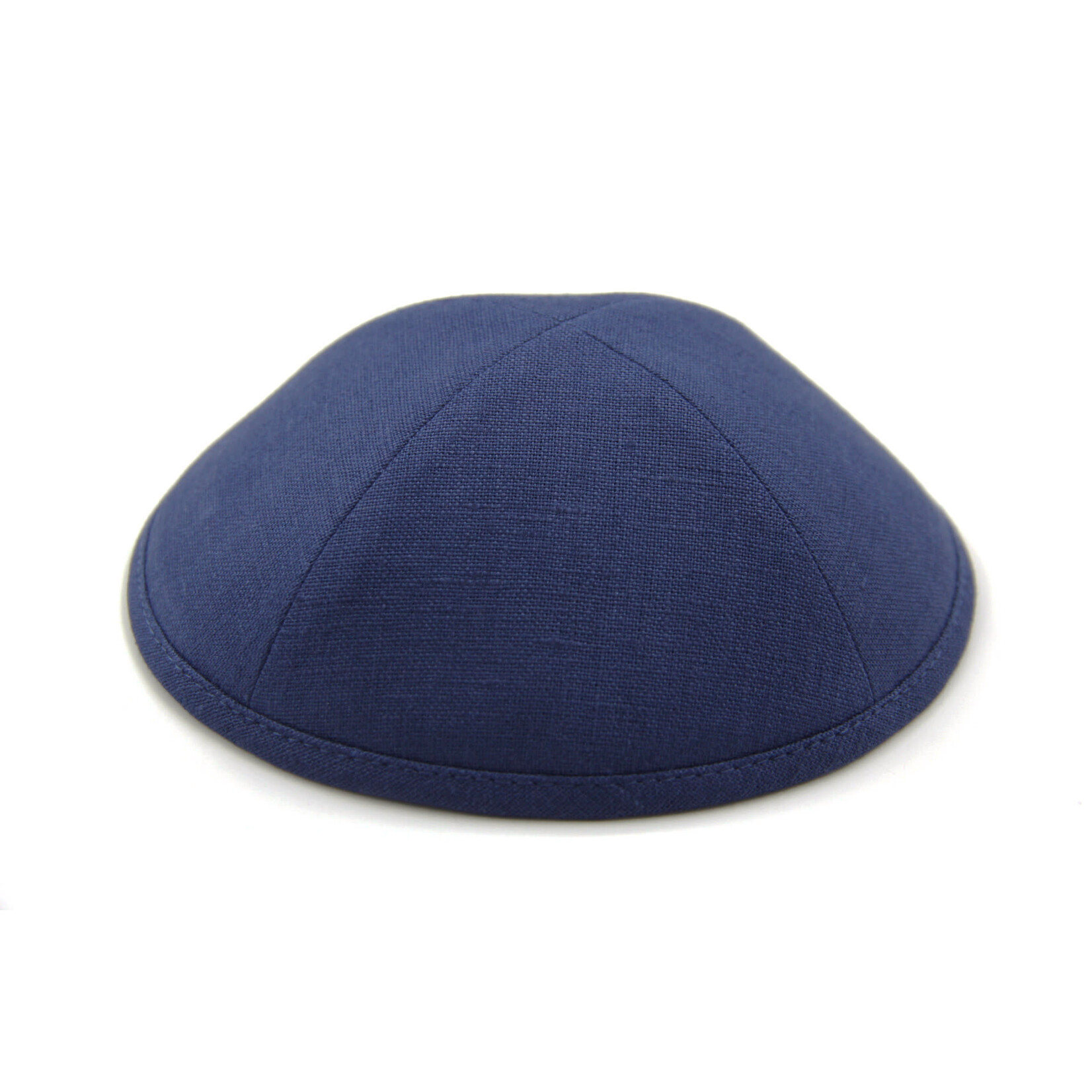 Navy Blue Linen Kippah, 17cm