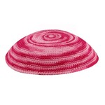 Hand-Knit Kippah, Pink Swirls, 15cm