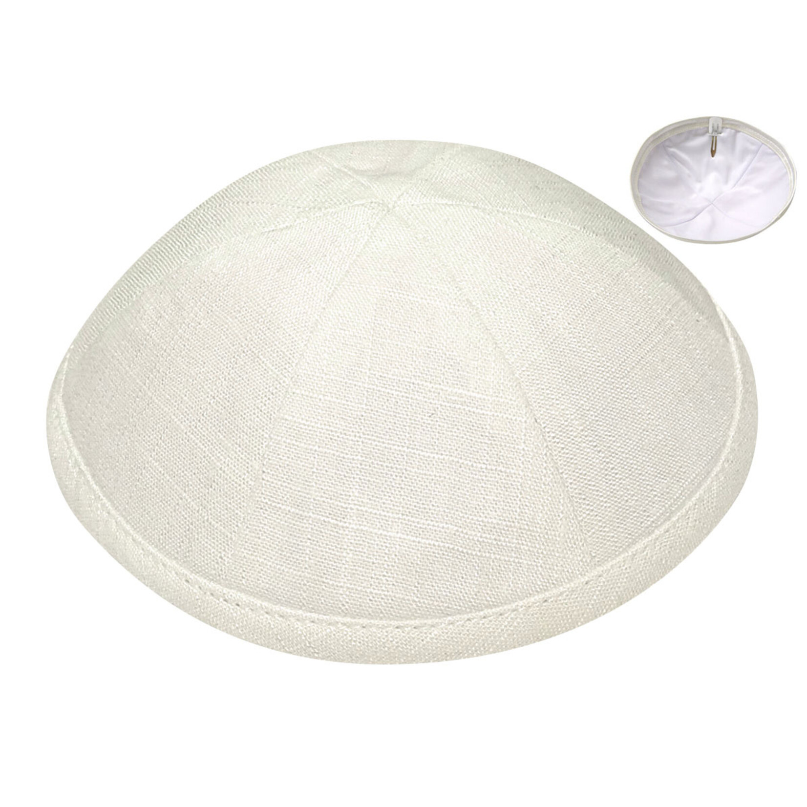 Off-White Linen Kippah, 19cm