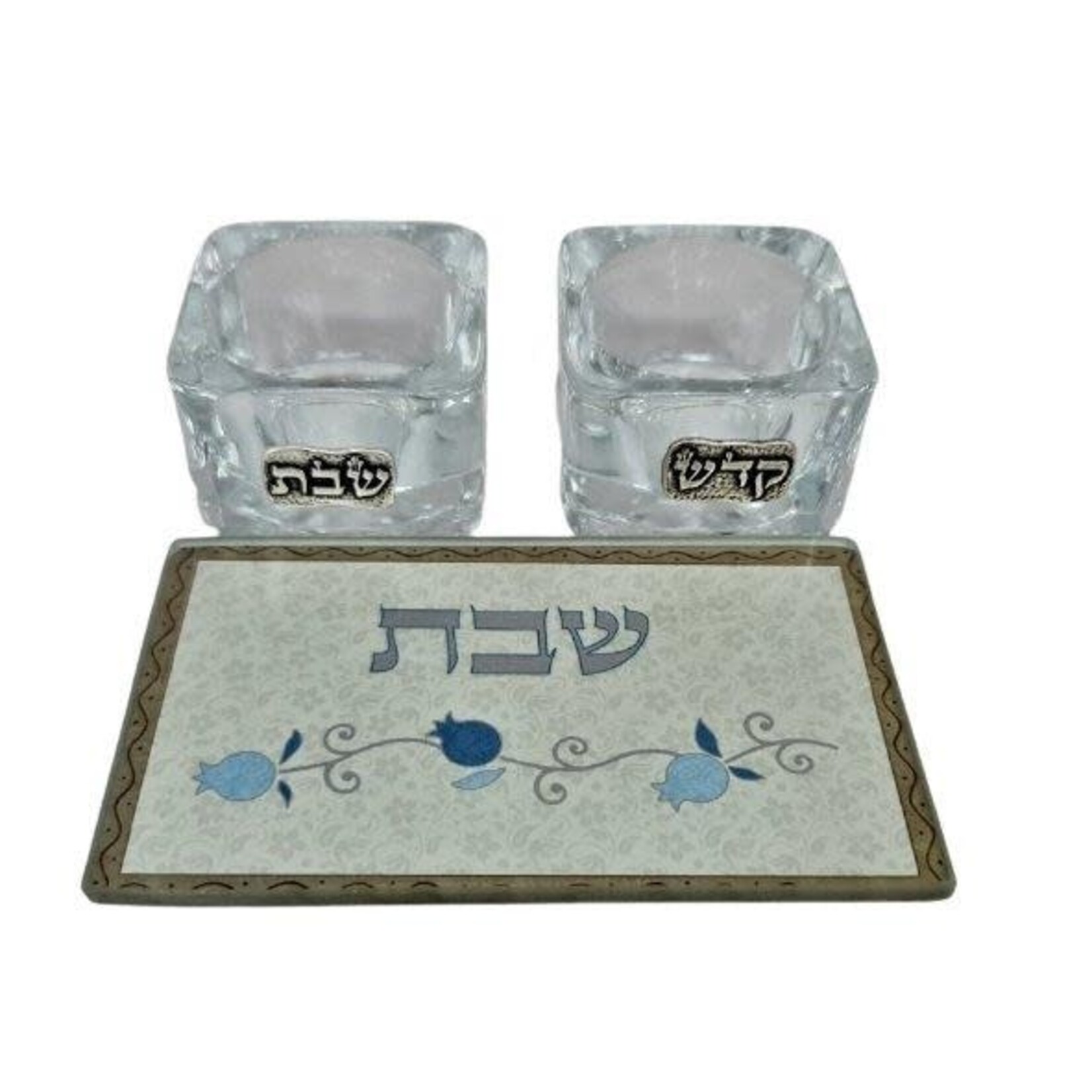 Candlesticks with Tray, Glass